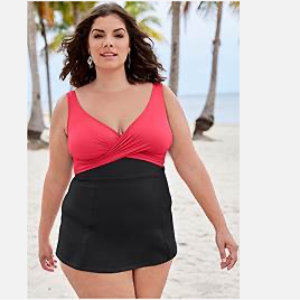Venus Plus size Caress Swimdress NWT 22, gathered wrap detailing at bust